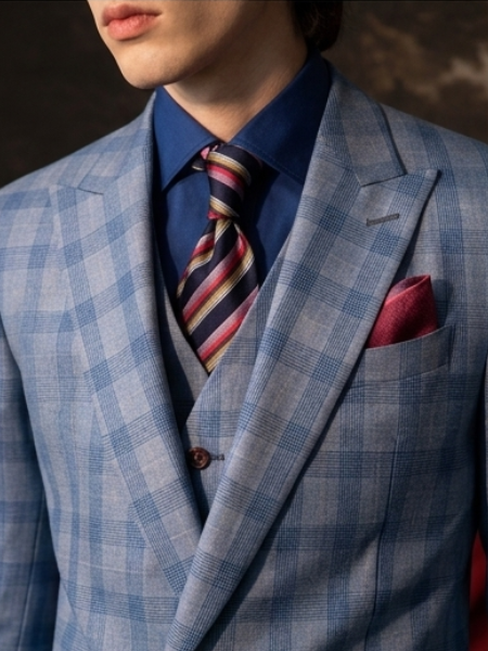 The Waldorf Burgundy Gray Suit