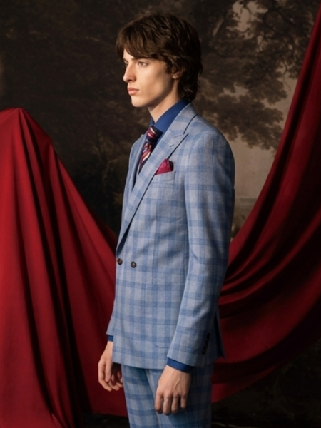 The Waldorf Burgundy Gray Suit